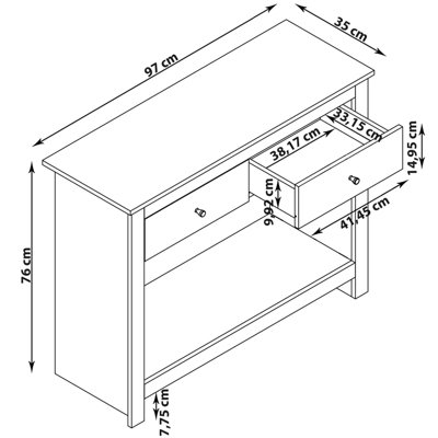 Emerald 2 Drawer Console Table in Grey Oak Look