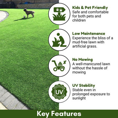 Emerald 40mm Artificial Grass,8 Years Warranty, Realistic Artifical Grass, Plush Fake Grass-17m(55'9") X 4m(13'1")-68m²