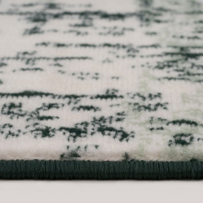 Emerald Green Distressed Abstract Living Room Rug 190x280cm