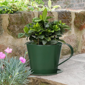 Emerald Green Tea Cup Outdoor Summer Garden Planter Pot