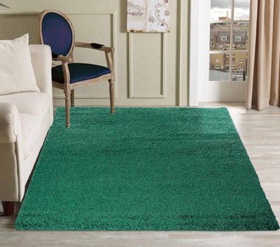 Emerald Large/Medium Plain Shaggy Area Rugs Non-Shedding Deep Pile Livingroom Bedroom Hallway Floor Carpet Runner Mat (160x230 cm)