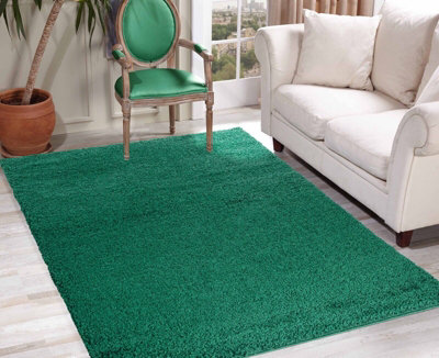 Emerald Large/Medium Plain Shaggy Area Rugs Non-Shedding Deep Pile Livingroom Bedroom Hallway Floor Carpet Runner Mat (160x230 cm)