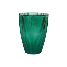 Emerald Ribbed Tall Vase - Glass - L18 x W18 x H24.5 cm - Emerald