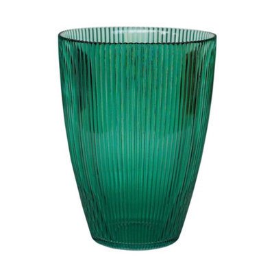 Emerald Ribbed Tall Vase H24.5Cm W18Cm