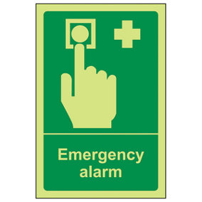 Emergency Alarm Safety Condition Sign - Glow in the Dark - 100x150mm (x3)