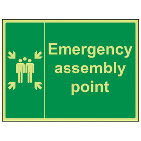 Emergency Assembly Point Family Sign - Glow in Dark 400x300mm (x3)