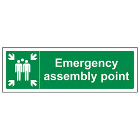 Emergency Assembly Point Fire Sign - Rigid Plastic - 300x100mm (x3)