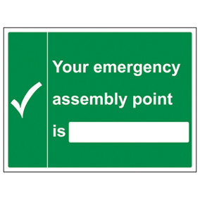 Emergency Assembly Point Safety Sign - Rigid Plastic - 400x300mm (x3)