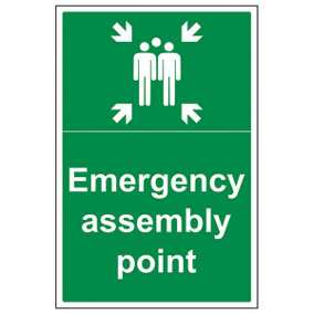 Emergency Assembly Point Safety Sign - Rigid Plastic - 400x600mm (x3)