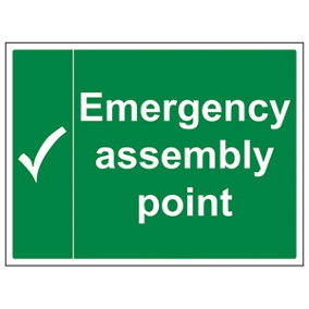 Emergency Assembly Point Tick Sign - Rigid Plastic - 600x400mm (x3)