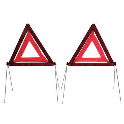 Emergency Breakdown Safety Triangle Sign - Pack of 2 (Car Truck Road Hazard Portable Warning)