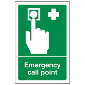 Emergency Call Point Button Safety Sign - Adhesive Vinyl - 100x150mm (x3)