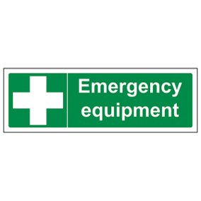Emergency Equipment First Aid Sign - Rigid Plastic - 450x150mm (x3)
