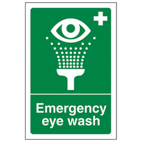 Emergency Eyewash Safe Condition Sign - Adhesive Vinyl 200x300mm (x3)