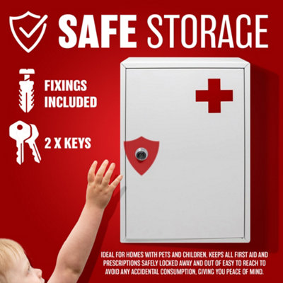 Emergency First Aid Medical Cabinet Box Wall Mounted Lockable Storage ...