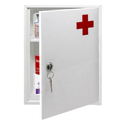 Emergency First Aid Medical Cabinet Box Wall Mounted Lockable With Fixings Included