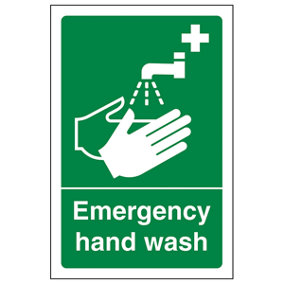 Emergency Hand Wash Hygiene Sign - Rigid Plastic - 200x300mm (x3)