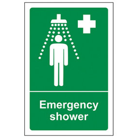 Emergency Shower Health & Safety Sign - Adhesive Vinyl 100x150mm (x3)