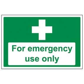 Emergency Use Only First Aid Sign - Rigid Plastic - 300x200mm (x3)