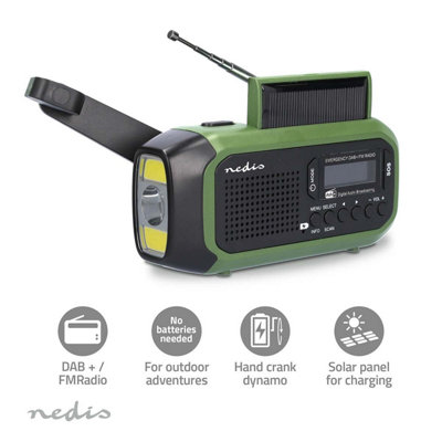 Emergency Wind Up Solar Battery Operated Radio DAB+ DAB FM Portable ...