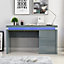 Emerson High Gloss Computer Desk In Grey With LED Lighting