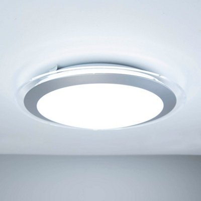 Emerson Round 17W Ceiling Flush Light Integrated LED IP20 Opal Acrylic Diffuser Surface Mount Cool Daylight White Slimline 33cm