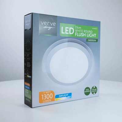 Emerson Round 17W Ceiling Flush Light Integrated LED IP20 Opal Acrylic ...