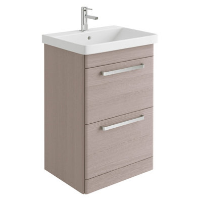 Emery Textured Grey Floor Standing Bathroom Vanity Unit & Basin Set with Chrome Handles (W)50cm (H)86cm