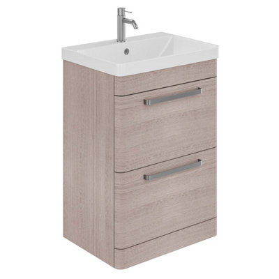 Emery Textured Grey Floor Standing Bathroom Vanity Unit & Basin Set with Nickel Handles (W)50cm (H)86cm