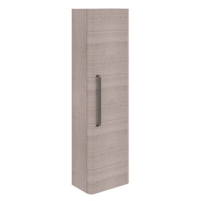 Emery Wall Hung Textured Grey Tall Bathroom Cabinet with Gun Grey Bar Handle (H)120cm (W)35cm