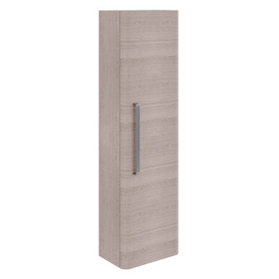 Emery Wall Hung Textured Grey Tall Bathroom Cabinet with Nickel Bar Handle (H)120cm (W)35cm