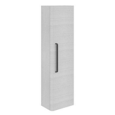 Emery Wall Hung Textured White Tall Bathroom Cabinet with Black Bar Handle (H)120cm (W)35cm