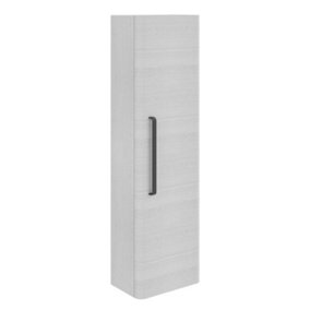 Emery Wall Hung Textured White Tall Bathroom Cabinet with Black Bar Handle (H)120cm (W)35cm