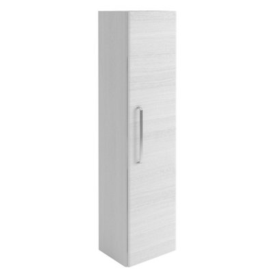 Emery Wall Hung Textured White Tall Bathroom Cabinet with Chrome Bar Handle (H)120cm (W)35cm