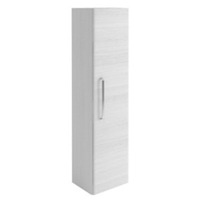 Emery Wall Hung Textured White Tall Bathroom Cabinet with Chrome Bar Handle (H)120cm (W)35cm