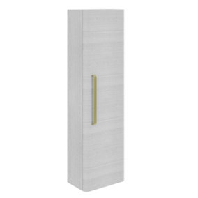 Emery Wall Hung Textured White Tall Bathroom Cabinet with Gold Bar Handle (H)120cm (W)35cm