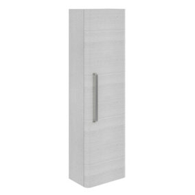 Emery Wall Hung Textured White Tall Bathroom Cabinet with Nickel Bar Handle (H)120cm (W)35cm