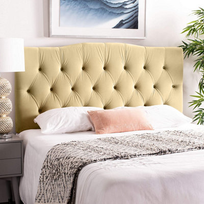 Emia Plush 26 inch Strutted Headboard - Cream | DIY at B&Q