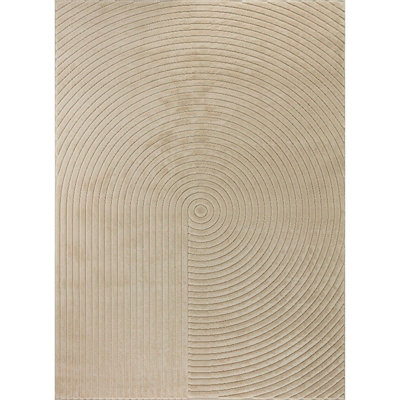 EMIKO In- & Outdoor 3D High & Low Pile Textured Beige Area Rug 120 x 170 cm