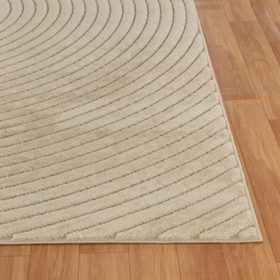 EMIKO In- & Outdoor 3D High & Low Pile Textured Beige Area Rug 160 x 220 cm