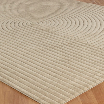 EMIKO In- & Outdoor 3D High & Low Pile Textured Beige Area Rug 160 x 220 cm