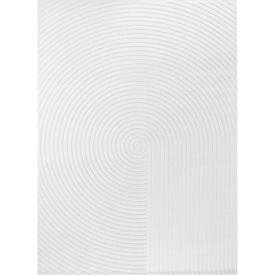 EMIKO In- & Outdoor 3D High & Low Pile Textured White Area Rug 120 x 170 cm