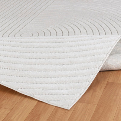 EMIKO In- & Outdoor 3D High & Low Pile Textured White Area Rug 120 x 170 cm