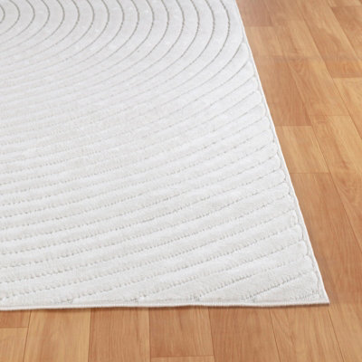 EMIKO In- & Outdoor 3D High & Low Pile Textured White Area Rug 120 x 170 cm