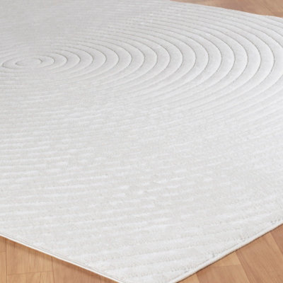 EMIKO In- & Outdoor 3D High & Low Pile Textured White Area Rug 120 x 170 cm