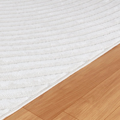 EMIKO In- & Outdoor 3D High & Low Pile Textured White Area Rug 200 x 275 cm