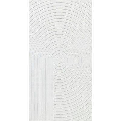 EMIKO In- & Outdoor 3D High & Low Pile Textured White Area Rug 80 x 150 cm