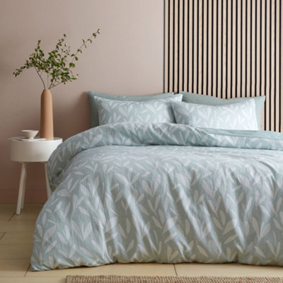 Emile Jacquard Leaf Pattern Print Green Duvet Cover Set
