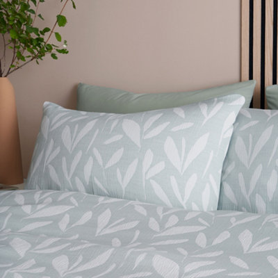 Emile Jacquard Leaf Pattern Print Green Duvet Cover Set
