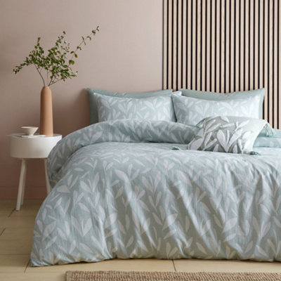 Emile Jacquard Leaf Pattern Print Green Duvet Cover Set